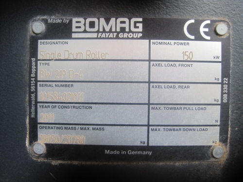 Каток BOMAG BW 219 D купить в компании Рабочие Машины