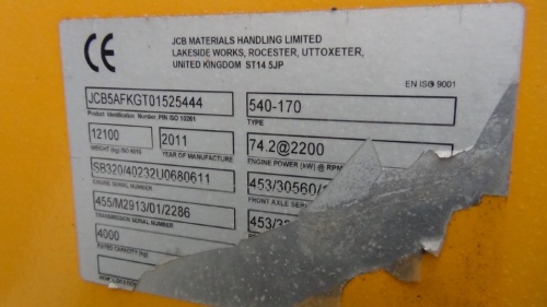 Телескопический погрузчик JCB LOADALL 540-170, 2011 г. купить в компании Рабочие Машины
