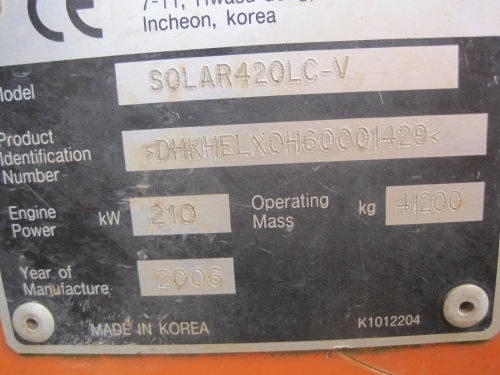 Гусеничный экскаватор DOOSAN / DAEWOO SOLAR 420LC-V 2001г купить в компании Рабочие Машины
